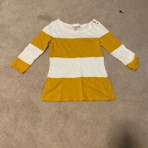 Banana Republic Yellow and White Long Sleeve Tee